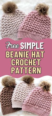 This simple beanie hat crochet pattern is a delightful women's crochet beanie free pattern with amazing texture. This DK weight crochet hat pattern can also be made in sizes Toddler, Child and Adult. This simple hat crochet pattern free tutorial comes with pictures and step by step instructions making it a crochet project even beginners can try!