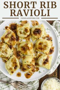 For those special occasions, this short rib ravioli made with fresh pasta tossed in a delicious red wine sauce is the choice. #shortribravioli #ravioli #pasta | chiselandfork.com