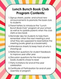 Lunch Time Book Club Program in the Library or Classroom