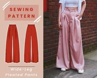 Wide Leg Pleated Pants Ultra High Waisted Digital PDF Sewing | Etsy