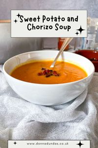 Sweet Potato soup with chorizo is a spicy, warming soup that's perfect for winter warming. Try this sweet potato and chorizo soup recipe for an easy winter dinner.