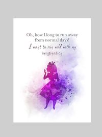 Alice in Wonderland Quote'Oh, how I long to run away from normal days! I want to run wild with my imagination'PURCHASE MULTIPLE PRINTS AND ONLY PAY ONE COMBINED SHIPPING FEEUnique handmade Art Print created with mixed mediaand a contemporary design.Our high quality vivid images are Printed on280gsm Professional Photographic Glossy Paper.Hand Signed and dated on the back.Packaged flat and securely to ensure safe delivery.