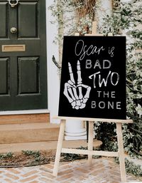 "Our little boo is bad TWO the bone. This welcome sign template is editable, customizable, and perfect for a 2nd birthday party. ►TRY OUT TEMPLATE BEFORE PURCHASE: Copy + Paste link in your browser https://templett.com/design/demo/INVITEDdesignCo/22986291,22986292 No special software requirements. Edit from any device. Template is ONLY editable in online TEMPLETT. --Easily download and print completed template from TEMPLETT website. Size: 8x10\" & 16x20\" ►HOW TO ORDER  - Add listing to your cart - Download the Instant Download PDF instructional guide via Etsy - A custom link with your template will be EMAILED to the address associated with your Etsy account. - Due to payment processing, please allow up to 30 minutes from time of purchase for email delivery  of your Templett access link. -