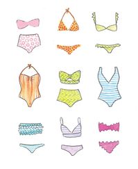 Illustrated Bikini and Bathing Suit Print 6x8 | Etsy