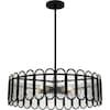 Quoizel Vera 5-Light Matte Black Traditional Textured Glass Drum Led, Large Hanging Pendant Light Lowes.com