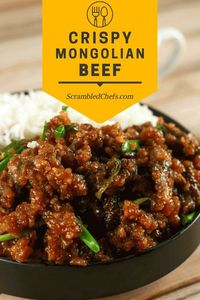 This Easy Crispy Mongolian Beef Recipe is the perfect switch from your normal takeout. Loaded with flavor and just enough heat, this is a perfect Chinese recipe to make at home. Serve with rice and your favorite steamed vegetables! #crispymongolianbeef #beefrecipe #chineserecipe #copycattakeout