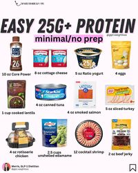 Getting your protein in doesn’t have to be hard 🥳 Here are some minimal prep foods that make it easier! 🫧 Share this with someone new to GLP-1 meds 🫧