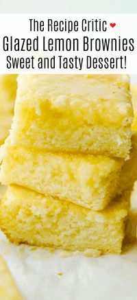 Quick and easy lemon brownies that are perfectly moist and chewy! The Lemon Glaze on top is the perfect finishing touch! It will be hard to stop at one!