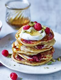 Ricotta and raspberry pancakes