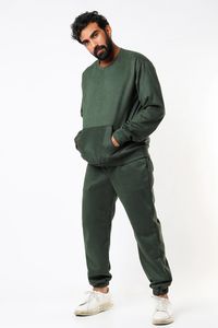 Buy Emblaze - Men Green Suede Sweatshirt And Jogger Set Online | Aza Fashions