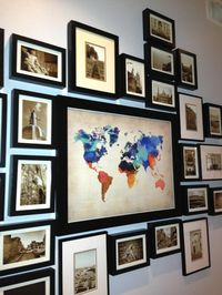 Gallery travel wall of all the places you been and things you've seen. LOVE this idea so much!