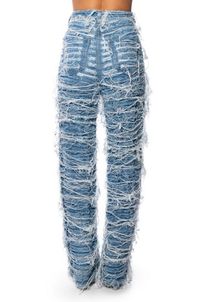 MESS WITH ME SUPER DISTRESSED RELAXED FIT JEANS IN MEDIUM BLUE DENIM