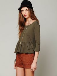 Free People We The Free Solid Peplum Tee http://www.freepeople.com/whats-new/we-the-free-solid-peplum-tee/