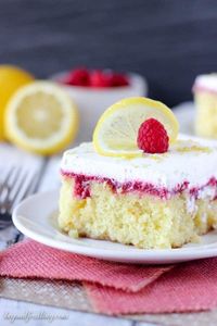 Lemon Raspberry Poke Cake