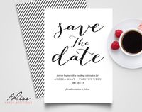 Custom Printable Wedding Save the Date! INSTANT DOWNLOAD! https://www.etsy.com/listing/214545620/instant-download-black-and-white-custom?ref=listing-shop-header-1