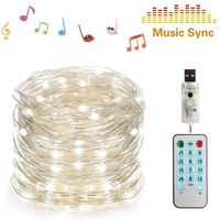 SKYFIRE 50/100 LEDs Music Fairy String Light Silver Wire Twinkle Starry Lights with Remote Control Timer 32.8ft USB Powered Sound Activated LED Lights Holiday Lighting for Christmas Tree Wedding Party Bedroom - Multi Color 5m 50LEDS