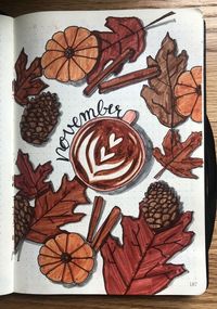 November Bujo Bullet Journal Spreads that you have to see | cover ideas for your next bullet journal this month #bujo#bulletjournalspread #bulletjournal #november#bujonovember