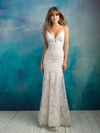 Stunning Sheath Lace Gown | Allure Bridals 9501 Sz. 12 Nude/Ivory