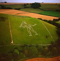 The Cerne Abbas Giant, first recorded in 1694, and probably a fertility symbol.  :D