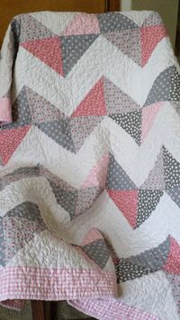 Pink and Gray Chevron Lap/Baby Quilt by KarmensQuilts on Etsy, $85.00