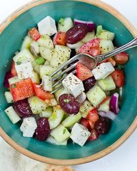 tomato, cucumber, olives, feta.