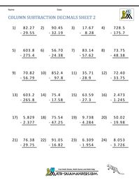 Work out these decimal subtraction problems with up to 3dp.