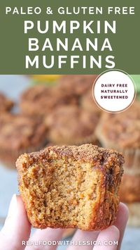 Combining pumpkin and banana makes for one truly delicious muffin! They have just the right balance of both flavors. The distinct banana flavor and the warm pumpkin pie spices makes them so good. Gluten free, dairy free, and naturally sweetened.