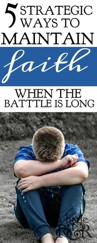 5 Strategic Ways to Maintain Faith When the Battle Is Long. It is really hard to keep fighting when the battle is long and you grow tired and weary of fighting. Here are 5 things we learn from David's battle with Goliath that encourage us to maintain faith and joy in the battle. #faith #Bible #Christianliving #Christian #Jesus #warroom