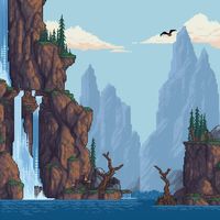 Pixel Art: Mountains, Waterfalls and Rivers #pixelart #riverpixelart #waterfallpixelart #mountainspixelart #river #waterfall #mountains #aiart #artificialintelligence #machinelearningart #generativeart #digitalart #techart #futuristicart #innovativeart