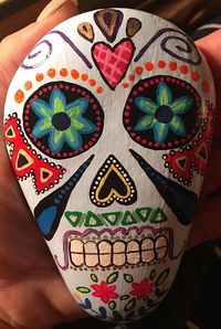 Sugar Skull painted rock