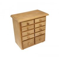 Kitchen Spice Cabinet Drawer Organizer Small Pine Wooden Chest 10" Drawers