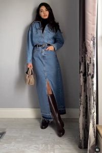 23 Denim Maxi Skirt Outfits Ideas From Smart To Casual And Edgy - London Kensington Guide