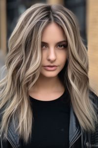 If you’re looking to make a statement, long layers with chunky highlights are the way to go. This long haircut adds flair to brunette hair, making the layers more visible. Click here to check out more layered haircuts and hairstyles for long hair.