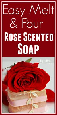 Easy melt and pour rose soap - I used both glycerin soap and goat's milk soap - with gold mica sparkles! Youll also need soe rose sented essential oil.  Make 12 bars in just one hour! Perfect Mother's Day Gift or spread the scent in your bathroom!