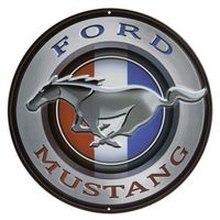 Discover the Open Road Brands Ford Mustang Round Embossed Tin Sign. It's a Ford Mustang hood ornament turned wall decor. This cool tin sign has dimension and style, and it looks great in a shop, garage, bedroom or man cave. Cool round tin sign to hang on the wall Ford Mustang hood ornament is the perfect gift for car lovers Great wall decoration for the shop, garage, bedroom or man cave