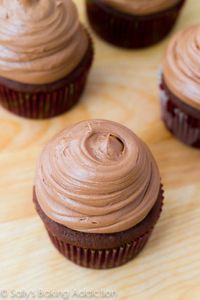 Chocolate Cupcakes with Creamy Nutella Frosting by sallysbakingaddiction.com