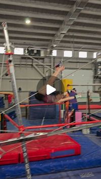 Geoff Craft on Instagram: "A fun drill to work on delaying the straddle and getting the shoulders in front of the bar on cast handstands! Great job, @chloebeargymnast ! #gymnastics #coachlife #octobar #gymnasticsdrills #bars"