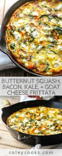 Butternut Squash, Bacon, Kale + Goat Cheese Frittata | Coley Cooks