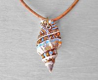 Painted Shell Necklace - Hand Painted Sea Shell Pendant on Leather Cord. $35.00, via Etsy.: