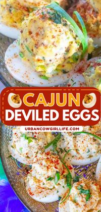 Don't miss out on this Cajun Deviled Eggs Recipe! It's a simple appetizer for any occasion. Made with creole mustard and other classic Louisianan ingredients, they're an easy party food everyone will love!