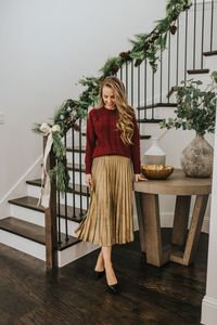 dress up for a holiday party with this beautiful gold pleated skirt from walmart!