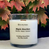 Wood wick soy candle. Maple Bourbon.