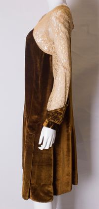 Vintage 1920s Silk Velvet and Lace Dress