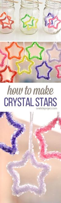 OK you guys, I think I've fallen in love with another kids activity. These crystal stars are awesome! Any activity where I get to make something beautiful from bright rainbow colours, and I'm totally on board!