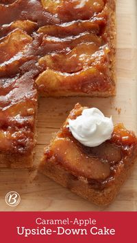 Give pineapple upside-down cake a makeover with apples and a sweet caramel sauce. To serve leftover dessert (what's that?) warm, scoop servings into small microwavable bowls and microwave individual servings on High for 15 to 20 seconds.