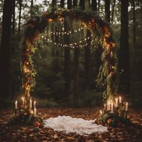 Inspiration for a moody forest wedding. Dark romance wedding arch for an enchanted forest or woodland wedding.