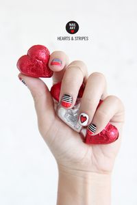 NAIL ART | Valentine’s Day Stripes & Hearts | I SPY DIY