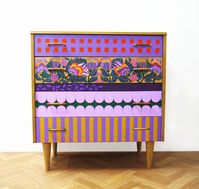 Hand Painted Mid Century Chest of Drawers - Etsy