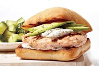 Salmon and Caper Burgers With Dill Cucumbers