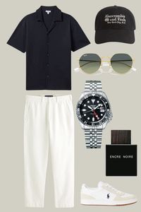 Affordable Mens Old Money Outfit Idea For Summer 2024  #oldmoneyoutfits #oldmoneyaesthetic #oldmoney #oldmoneyfashion #oldmoneystyle  #oldmoneymen #summeroutfitideas #summeroutfitsformen #mensoutfitsideas #summeroutfits #clothes #outfits #outfitideas #oldmoneystyle #ralphlauren #loropiana #summer #summeroutfitideas #summeroutfitsformen #abercrombie #seiko #shades #raybansunglasses #fragrance #armani #wallet #leather #lacoste #shoes #sneakers #whitesneakers #cap #white #cream #shirt #shirtsformen #hat #black #sneakers #blackshirt